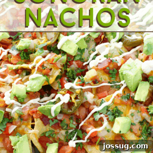 A generous platter of Bird Gang Sonoran Nachos on a metal tray, loaded with cheese, beans, bacon, pico de gallo, and garnished with cilantro and avocado.