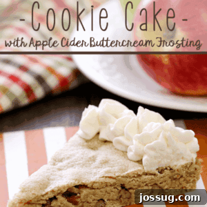 Delicious Apple Cider Pecan Cookie Cake Close-up of the delicious Apple Cider Pecan Cookie Cake with frosting.