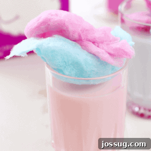 Cotton Candy Shooter in a glass with cotton candy.