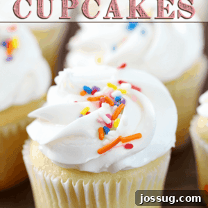 Bakery-Style Vanilla Cupcakes close up for detail.