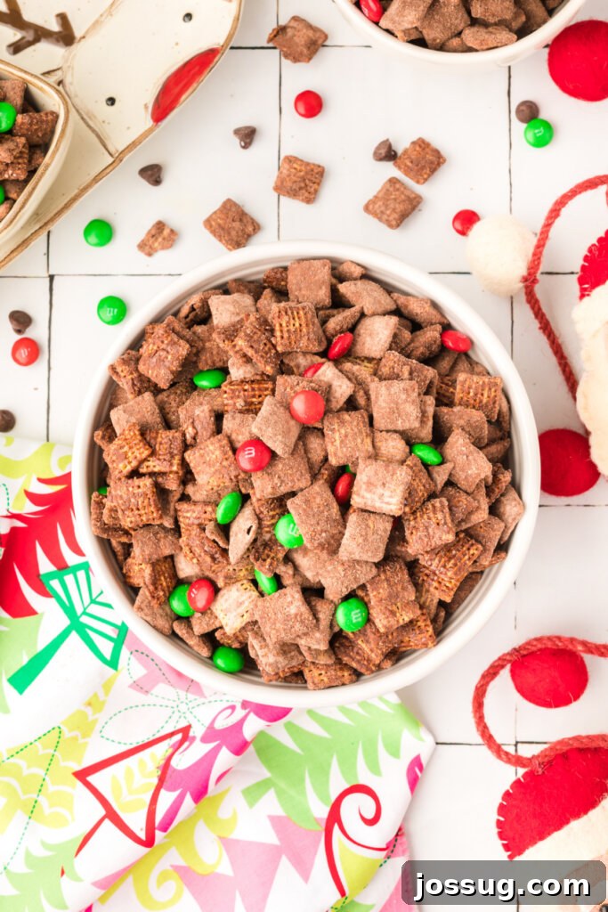 Festive Reindeer Fuel 4 looking down into a bowl of reindeer chow