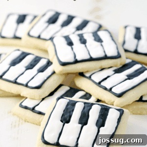 Schroeder's Piano Key Cookies stacked up on a cutting board.