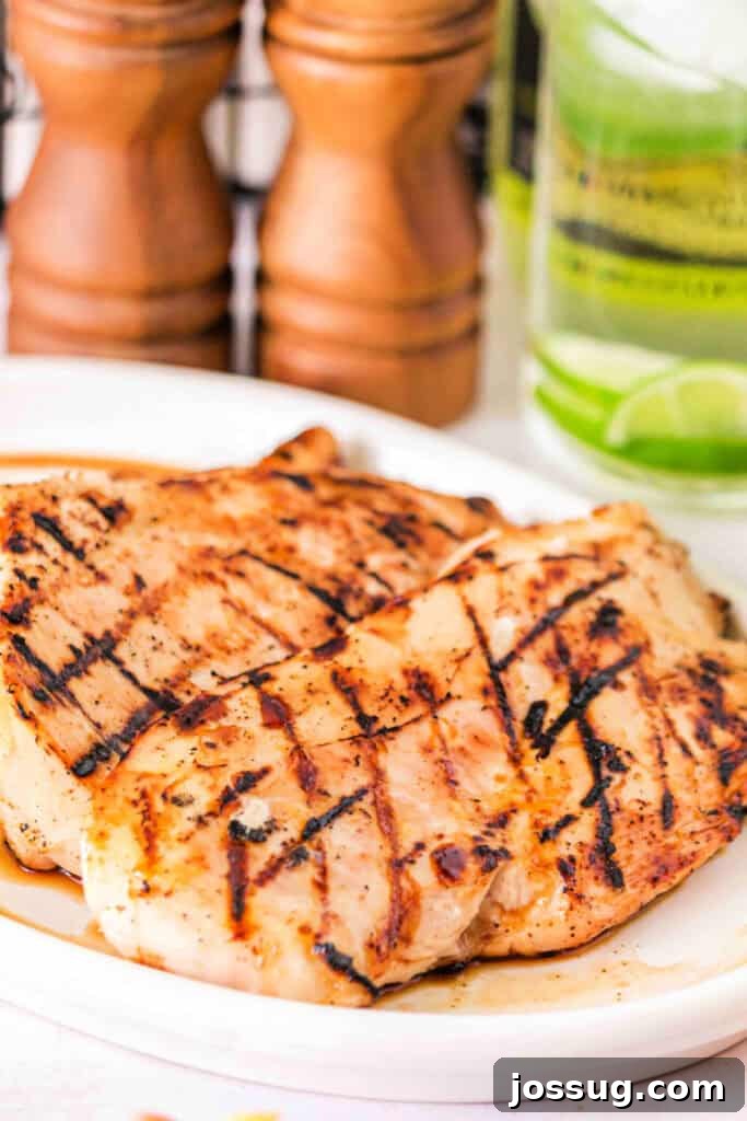 Platter of grilled Margarita chicken breasts ready to serve