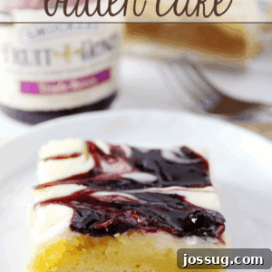 Triple Berry Ooey Gooey Butter Cake on a white plate