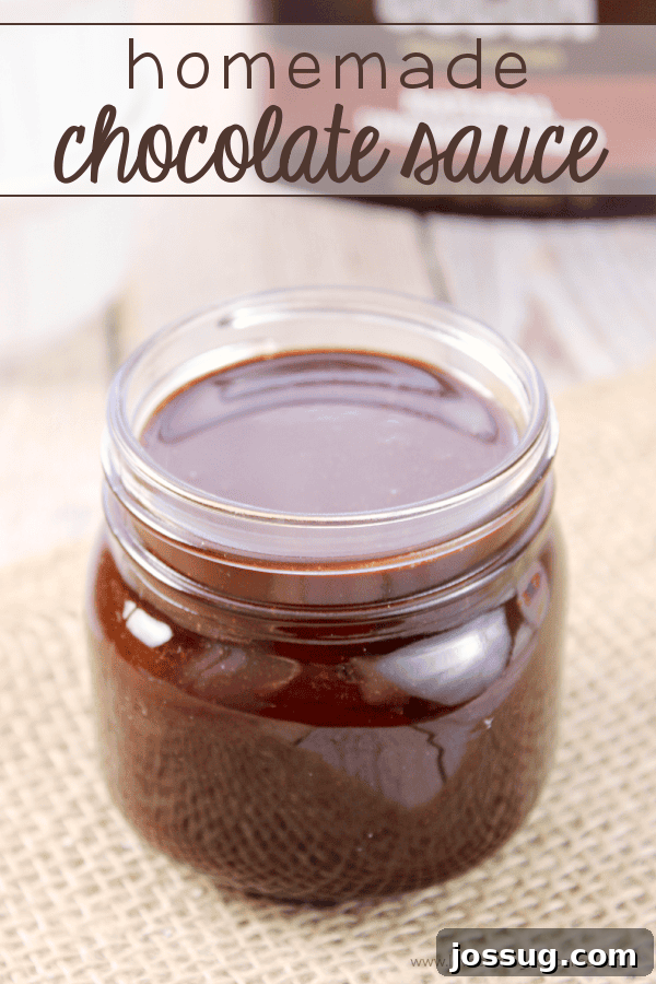 A charming bottle of rich, homemade chocolate sauce, ready to be drizzled over your favorite treats.
