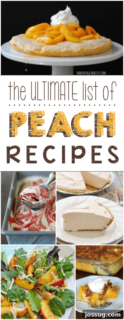 Peach Recipes Your Definitive Guide 2 A vibrant collage showcasing a variety of delicious peach recipes, from pies to refreshing drinks, symbolizing the ultimate list of peach recipes.