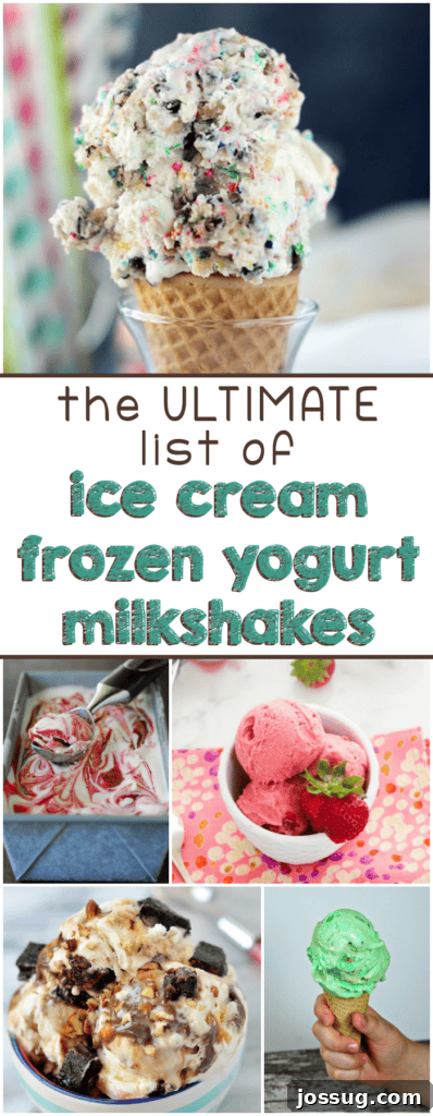 A vibrant collage showcasing various ice cream scoops, creamy frozen yogurt, and frothy milkshakes, perfect for summer treats.