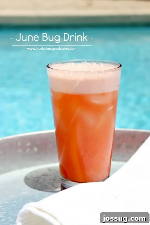 June Bloom Elixir 2 June Bug Drink in a glass, perfectly chilled by the pool, inviting you to summer relaxation.