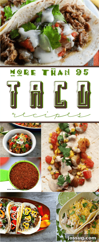 Taco Extravaganza: 95+ Recipes for Every Palate 2 A vibrant collage featuring a variety of delicious taco recipes, showcasing different fillings, toppings, and shells.