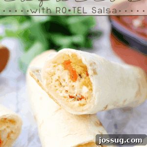 ROTEL & Chicken Taquitos with ROTEL Salsa stacked on wax paper.