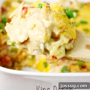 King Ranch Casserole in a white casserole dish.
