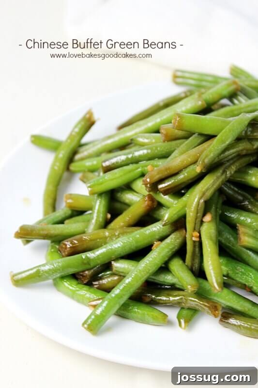Chinese Buffet Green Beans on a white plate