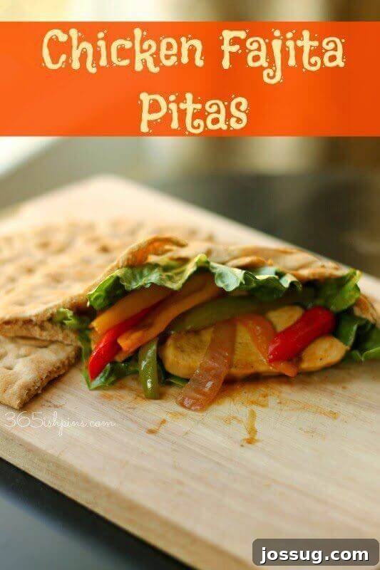 Delicious Chicken Fajita Pitas arranged on a wooden cutting board, ready to be served.