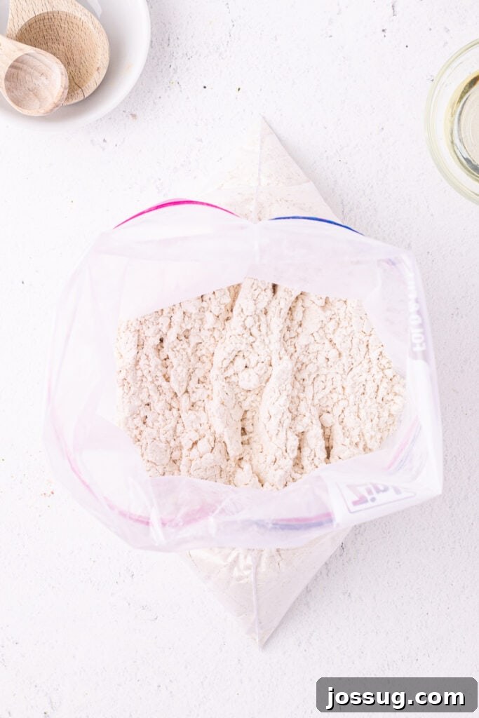 Dry ingredients shaken and mixed inside a Ziploc bag