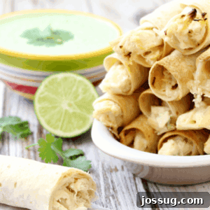 Spicy Jalapeno Chicken Taquitos with Cilantro Lime Cream Sauce