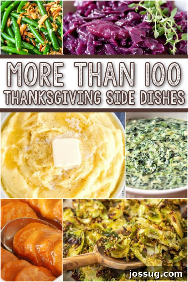 100+ Delectable Thanksgiving Sides 2 More than 100 Thanksgiving Side Dishes - A diverse spread of delicious holiday sides.