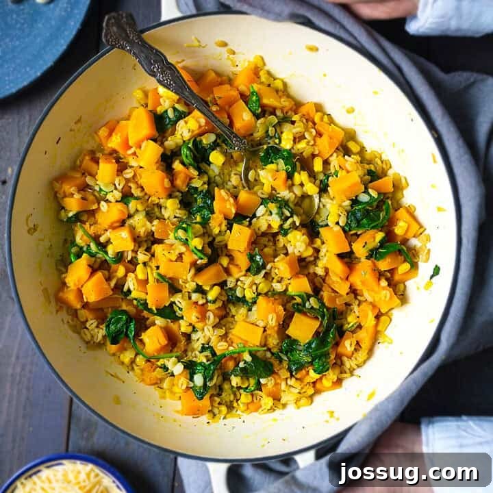 Easy Butternut Squash Barley Risotto