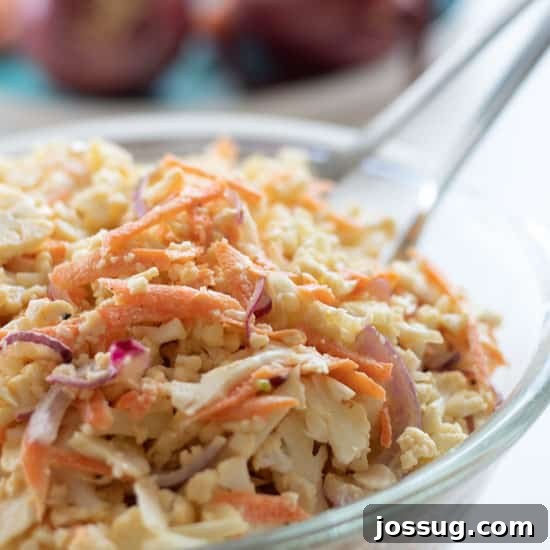 Caulislaw - Raw Cauliflower Salad [Coleslaw Style] (Low Carb, Healthy)