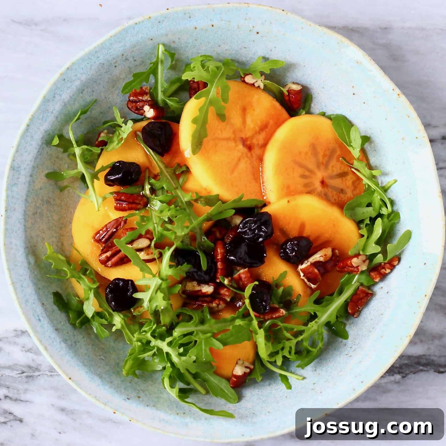 Persimmon Salad (Vegan + GF) with Avocado and Rocket