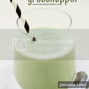 Dairy-Free Frozen Grasshopper in a glass with a straw, ready to be enjoyed.