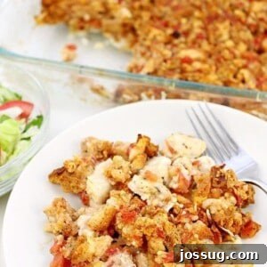Chicken Bruschetta Bake in a casserole dish.
