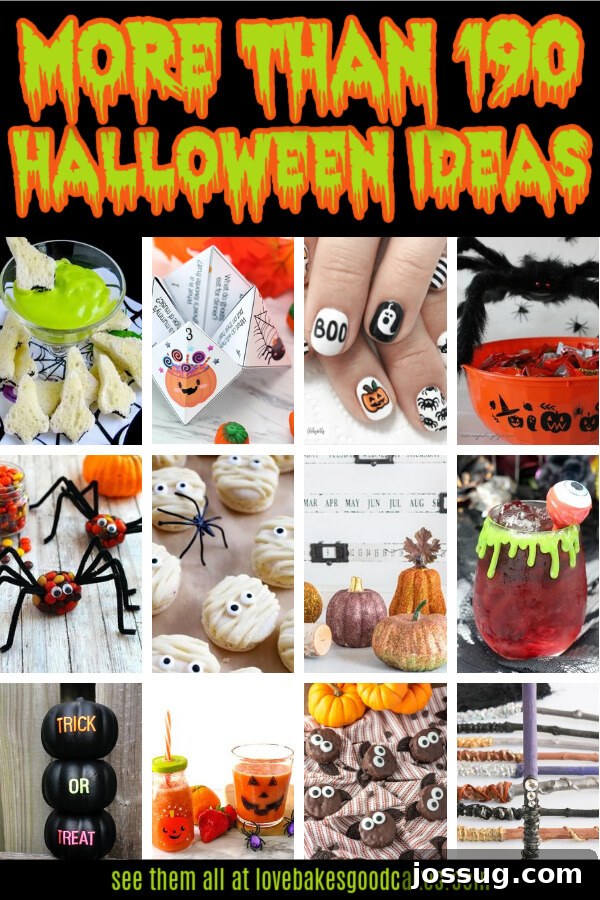 A vibrant collection of Halloween essentials including carved pumpkins, delicious spooky treats, creative crafts, festive decorations, and party elements, illustrating the breadth of ideas available for an unforgettable Halloween celebration.