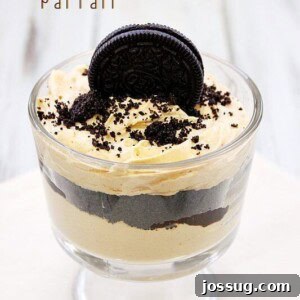 Beautifully layered Pumpkin and Oreo Black Magic Parfait ready to serve