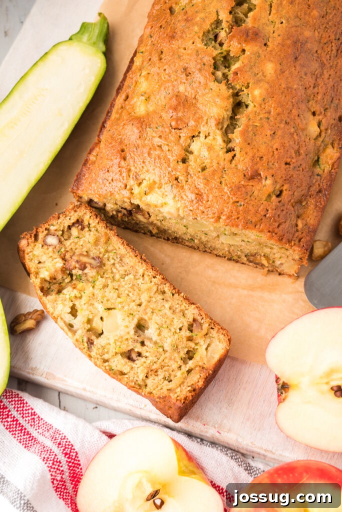 Spiced Apple Zucchini Bread 4 slice of bread cut from loaf