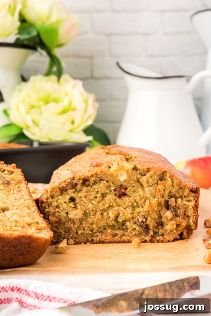 Spiced Apple Zucchini Bread 5 loaf of apple zucchini bread on table