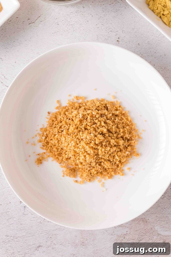 Golden Crispy Air Fried Bone In Pork Chops 5 Bowl of finely crushed croutons ready to use as breading for pork chops.