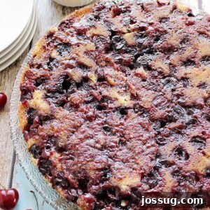 Cherry Upside Down Cake with Almond Whipped Cream