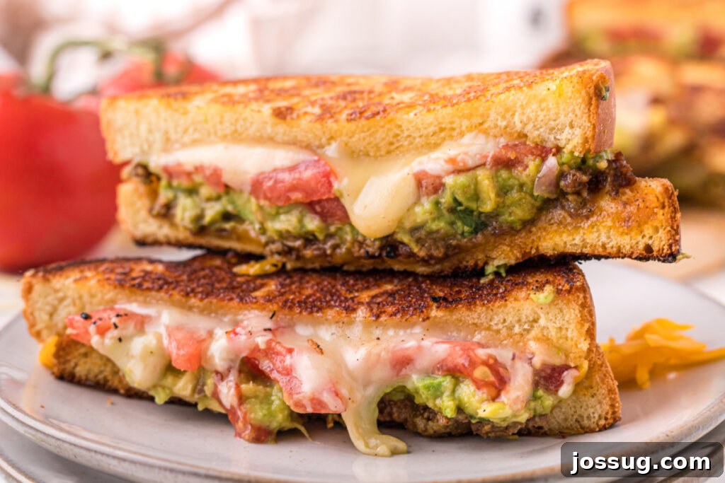 Grilled Taco Melt 6 closeup of taco grilled cheese sandwich