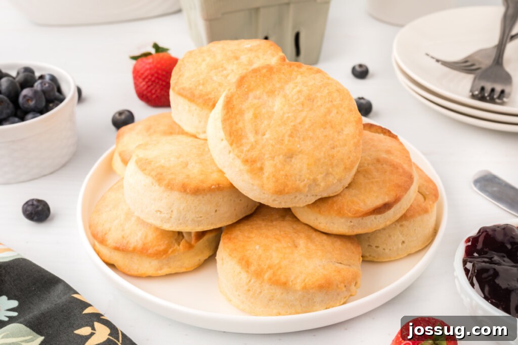 The Ultimate Homemade Buttermilk Biscuits 5 Piled high homemade buttermilk biscuits on a plate