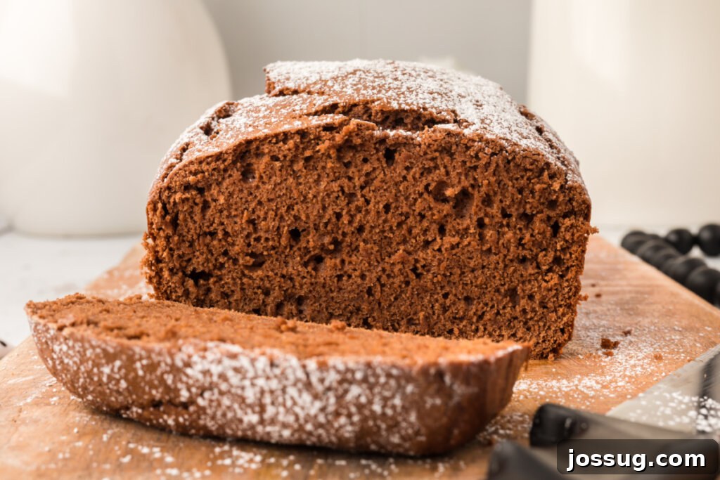 Generously Sliced Loaf of Moist Chocolate Pound Cake