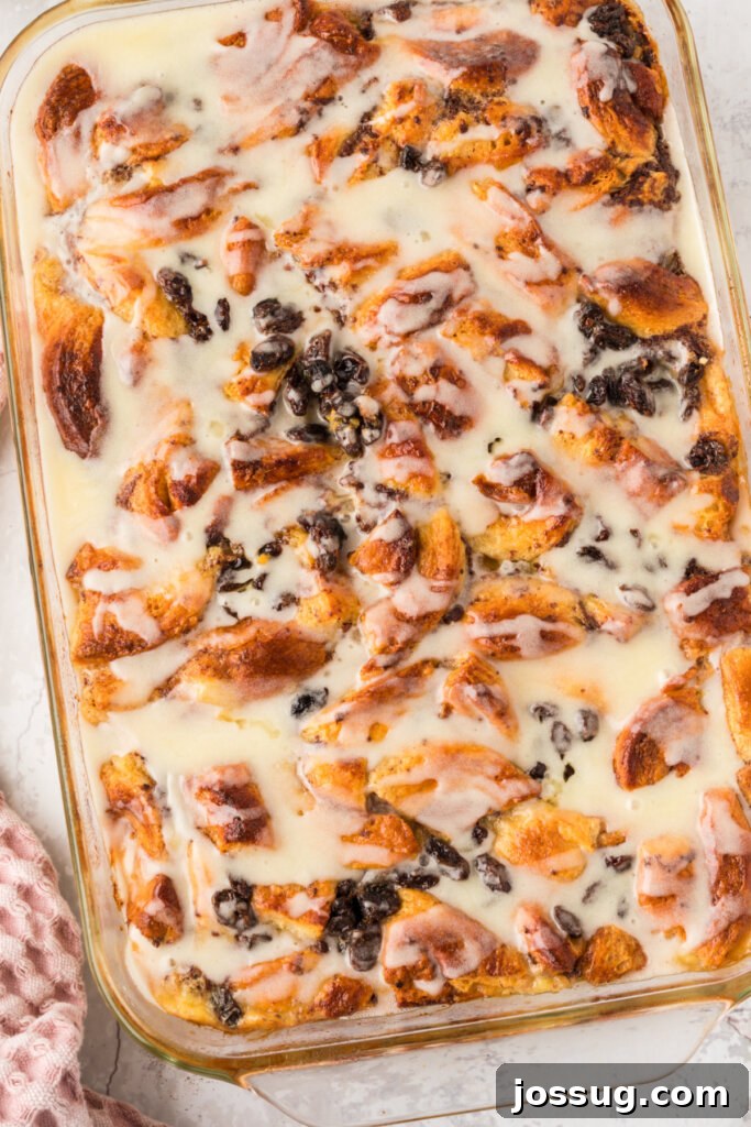 Warm Cinnamon Roll Bread Bliss 3 Pan with Cinnamon Roll Bread Pudding, ready to be served