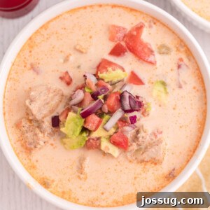 closeup king ranch chicken soup in bowl