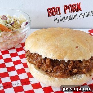 BBQ Pork on Homemade Onion Rolls