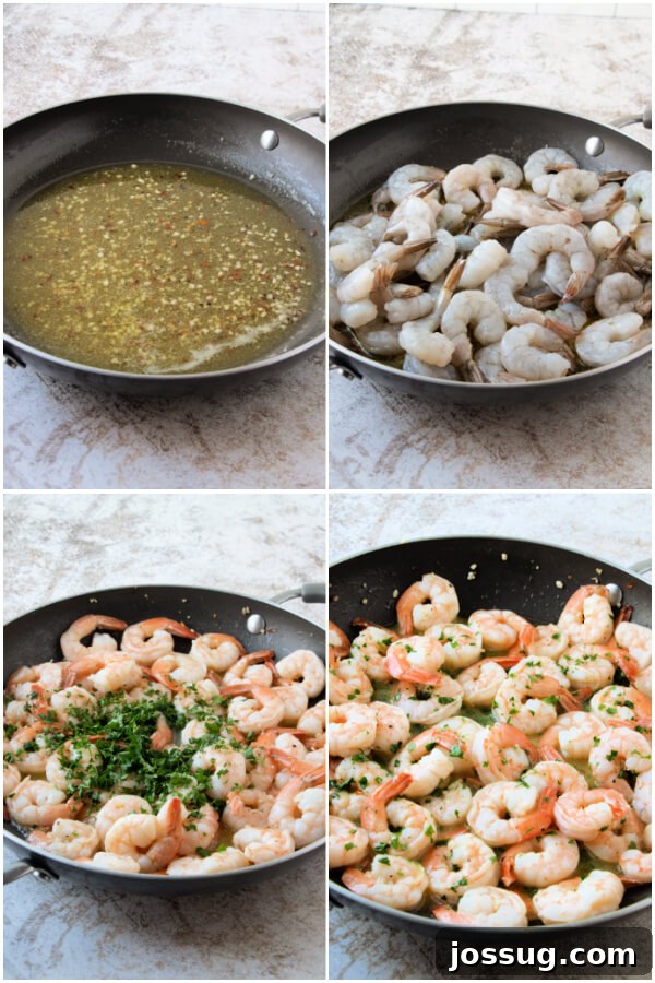A step-by-step image showing how to clean and devein shrimp before cooking.