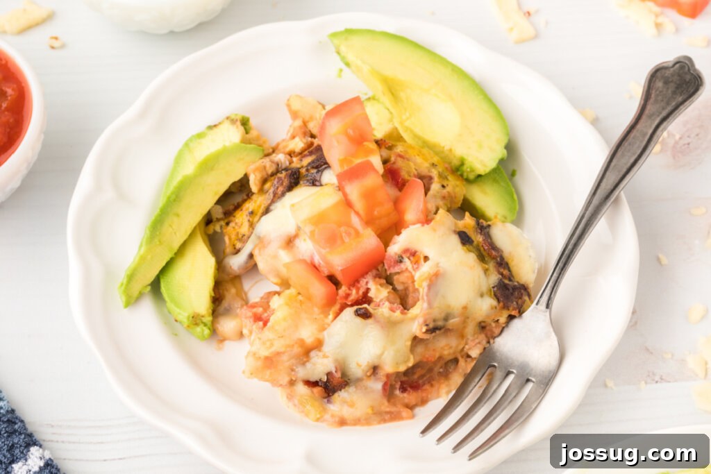 Hearty Fiesta Breakfast Bake 5 mexican breakfast casserole on plate