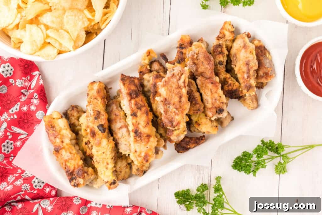 Crispy Steak Strips 13 steak fingers on serving platter