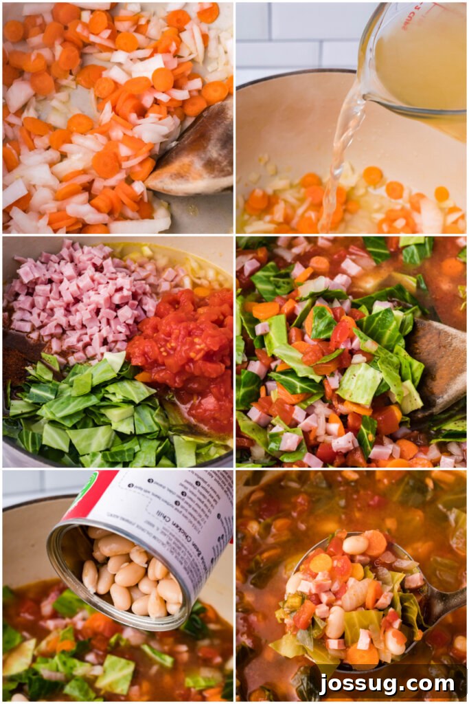 Hearty Ham, Bean, and Cabbage Soup 4 Step-by-step instructions on how to make Ham, Bean, and Cabbage Soup