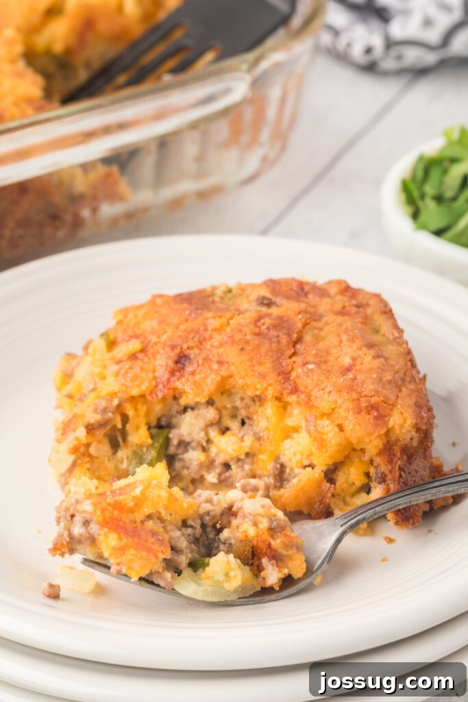 Savory Cornbread Fiesta Bake 2 slice of mexican cornbread casserole on plate