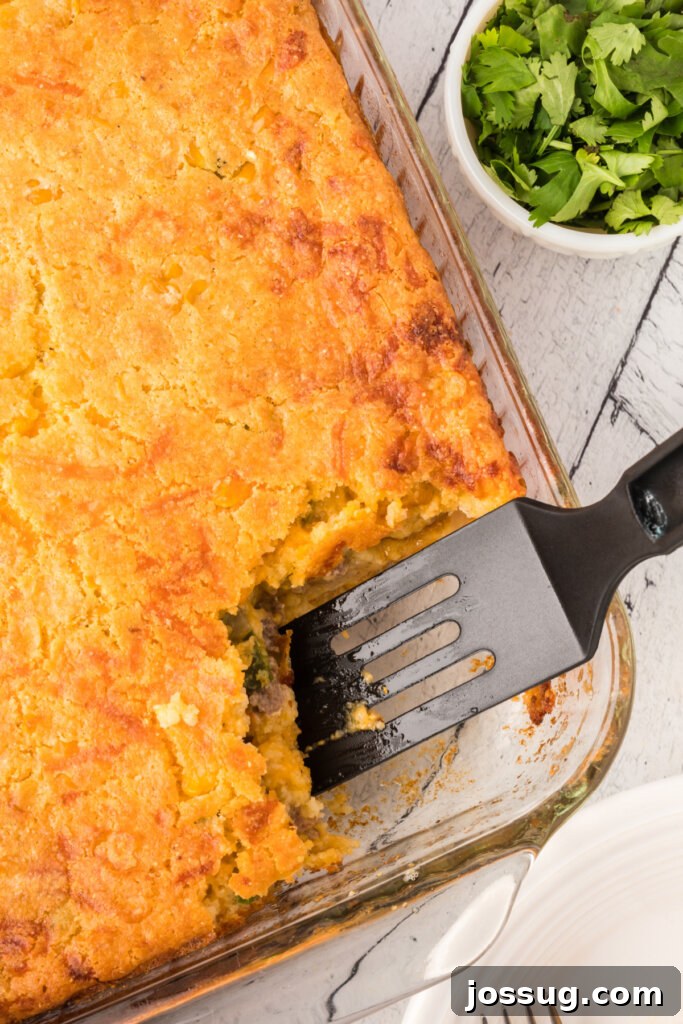 Savory Cornbread Fiesta Bake 3 mexican cornbread casserole in baking dish
