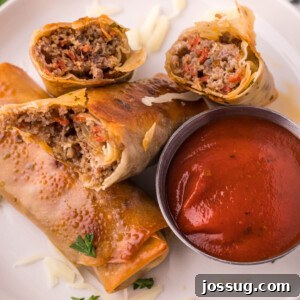 Homemade pizza rolls with sauce