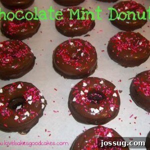 After-Dinner Mint Donuts 2 Homemade Chocolate Mint Donuts with green mint glaze