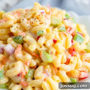 closeup of macaroni salad