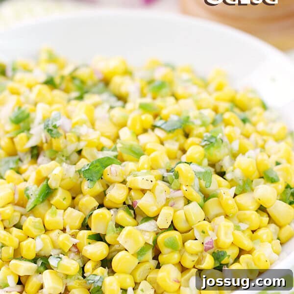 Mango Salsa Delight 12 Corn Salsa in a white bowl