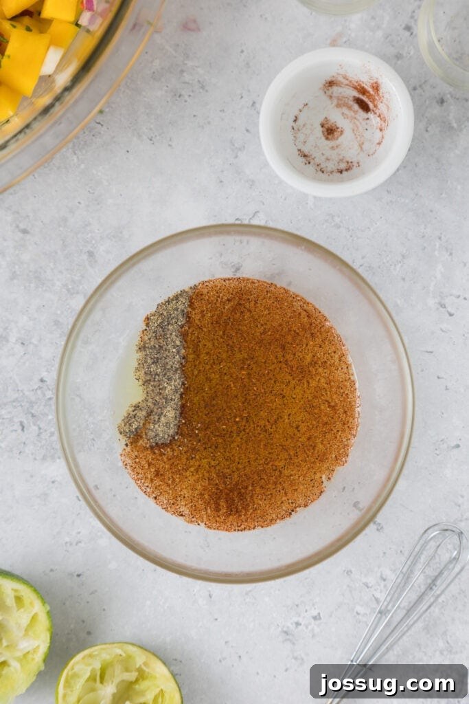 Mango Salsa Delight 9 Seasoning mixture of pepper and chili powder added to lime juice