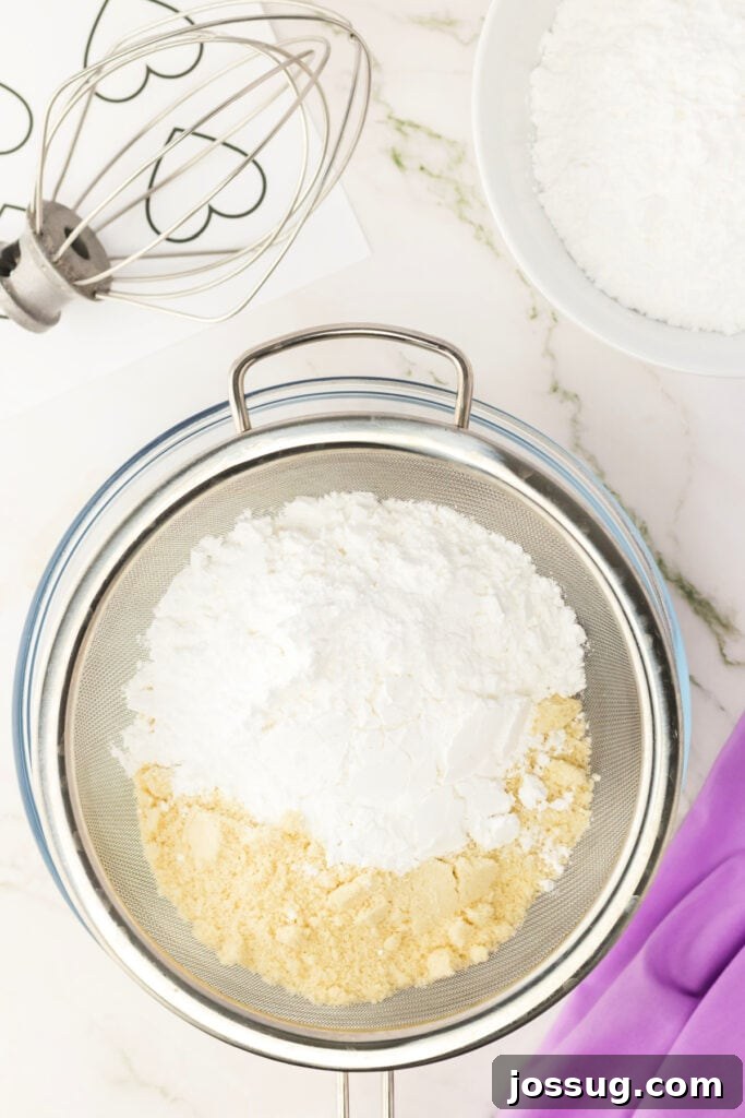 Almond flour and powdered sugar sifted together through a fine mesh sieve.