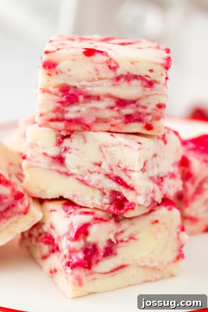 White Chocolate Raspberry Dream Fudge 2 Creamy White Chocolate Raspberry Fudge with Raspberry Swirls
